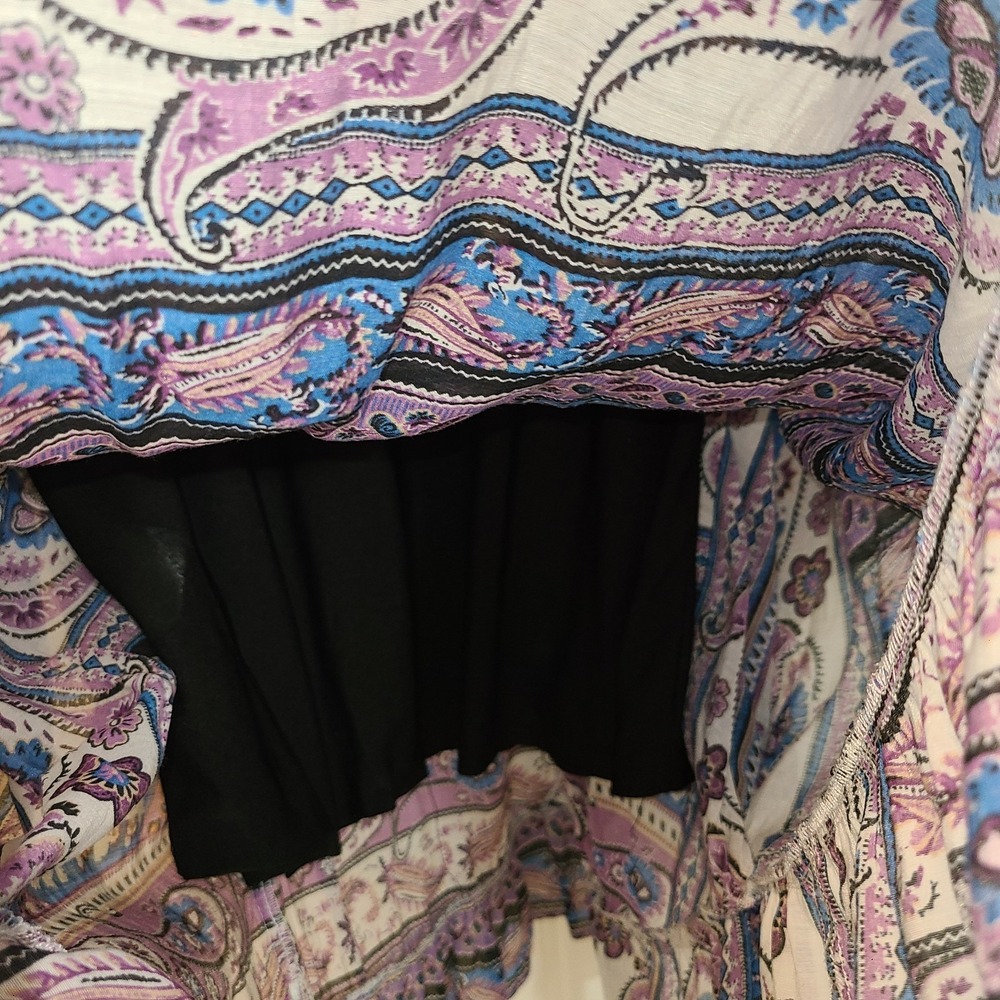 Analili Bohemian dolman sleeve tunic top blue and purple paisley floral Large - Picture 8 of 12